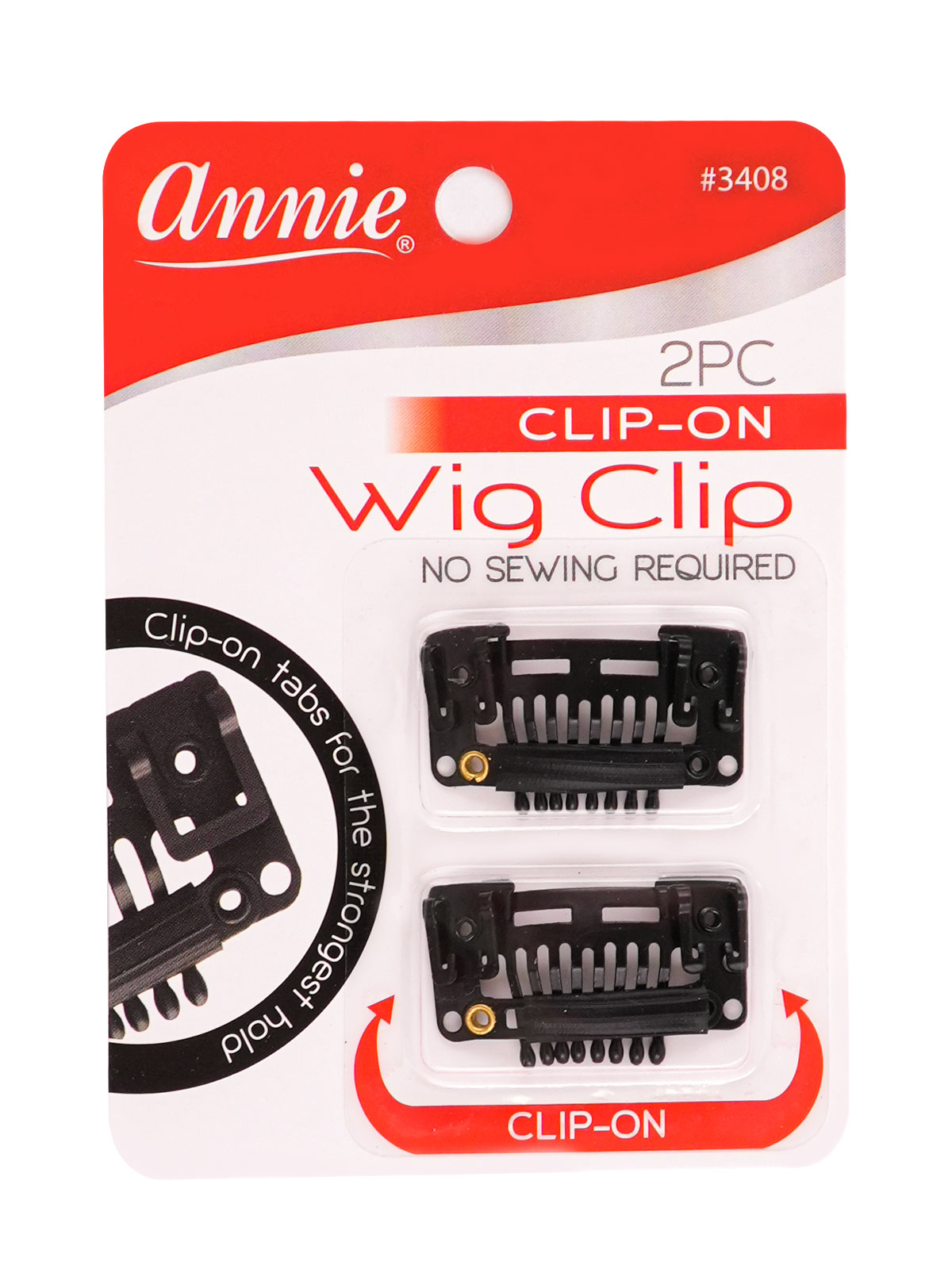 ANNIE #3408 CLIP ON WIG CLIP (2 PCS/BLACK) - DZ