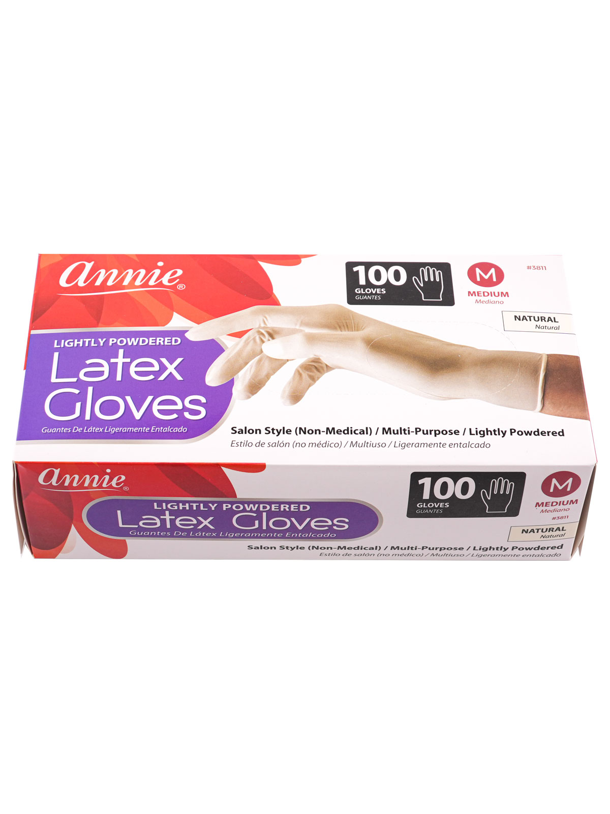 ANNIE #3811 LATEX DISPOSABLE GLOVES (MEDIUM) - BOX