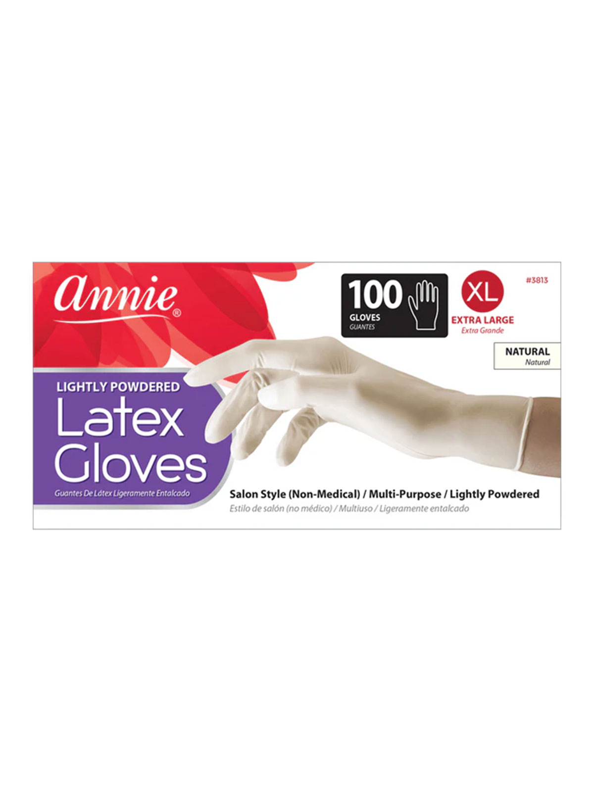 ANNIE #3813 LATEX DISPOSABLE GLOVES (XL) - BOX