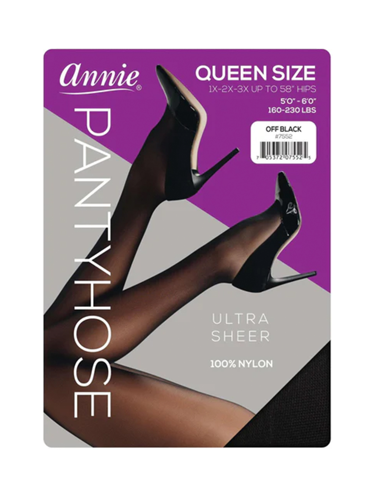 QUEEN SIZE PANTYHOSE (OFF BLACK: 6PCS/PACK) - PACK