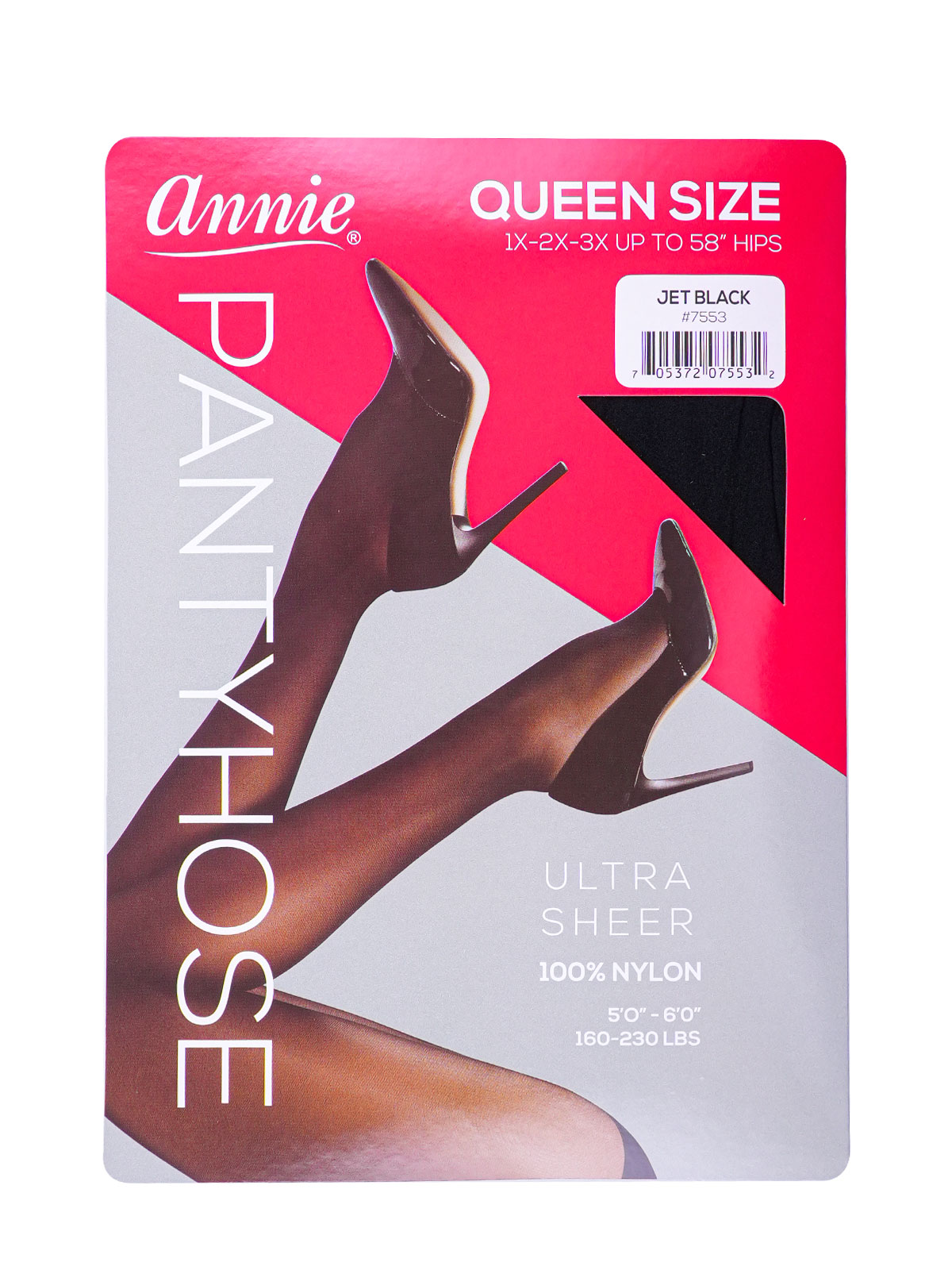 QUEEN SIZE PANTYHOSE (JET BLACK: 6PCS/PACK) - PACK