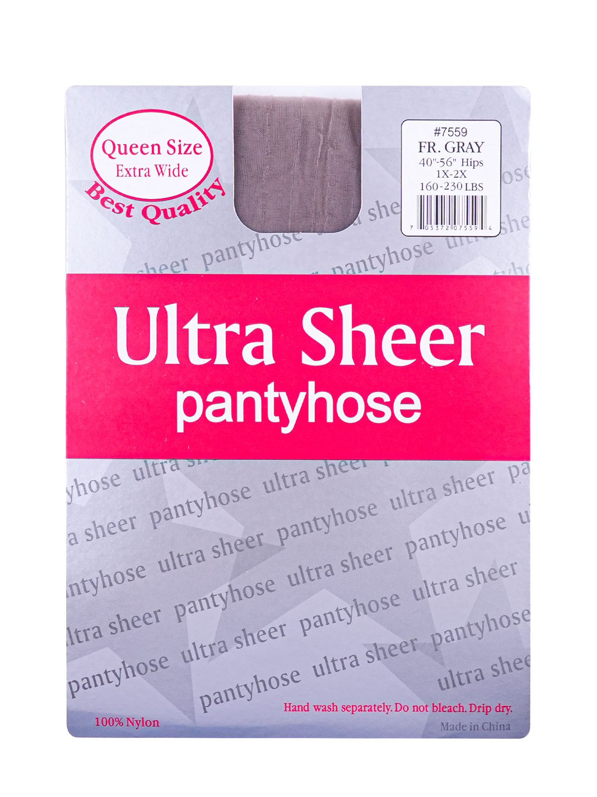 QUEEN SIZE PANTYHOSE (FRENCH GRAY: 6PCS/PACK) - PACK