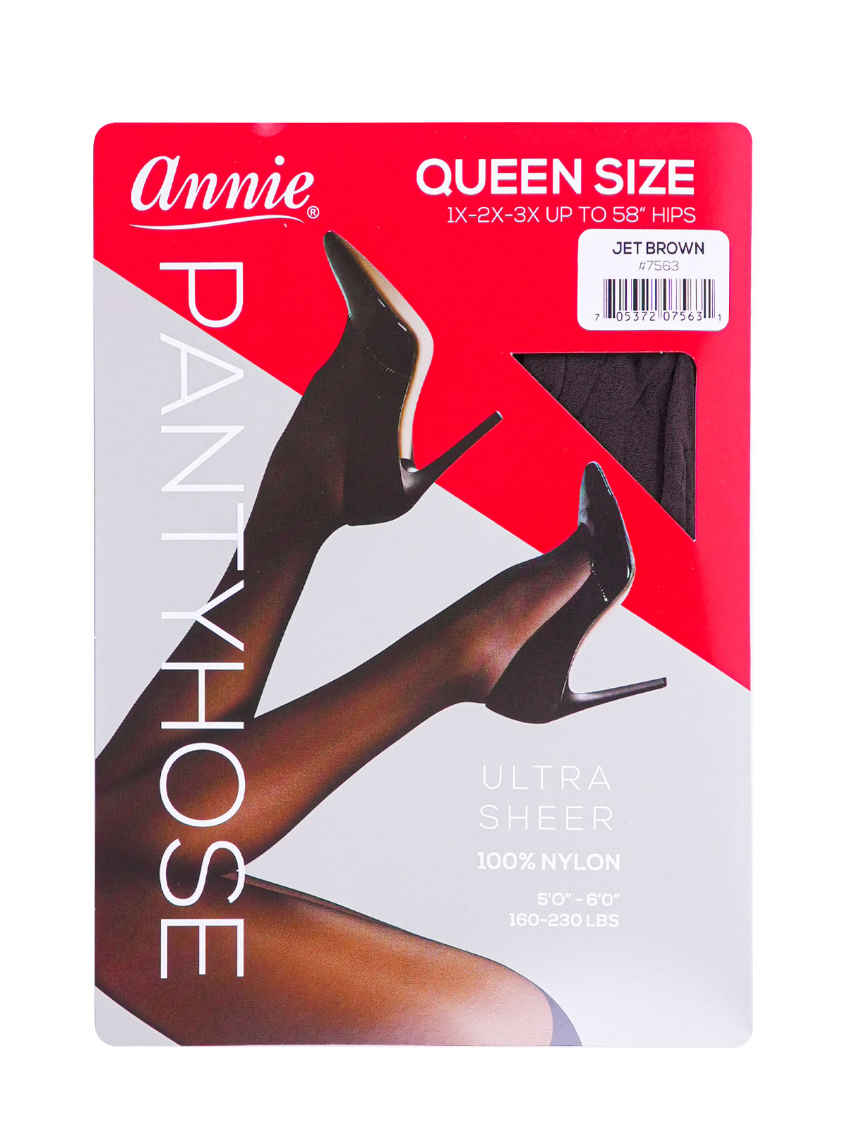 QUEEN SIZE PANTYHOSE (JET BROWN: 6PCS/PACK) - PACK