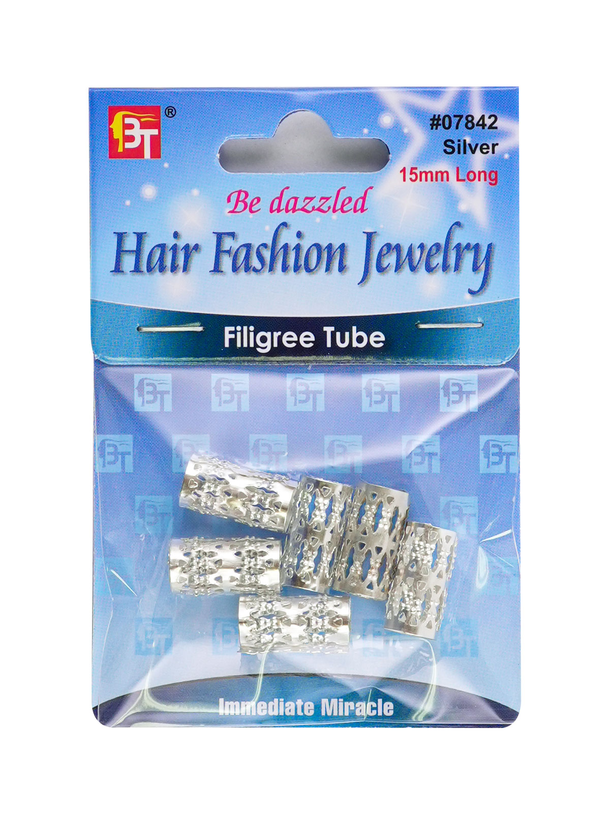 BEAUTY TOWN #7842 FILIGREE TUBE (SILVER/8MM/15MM) - DZ