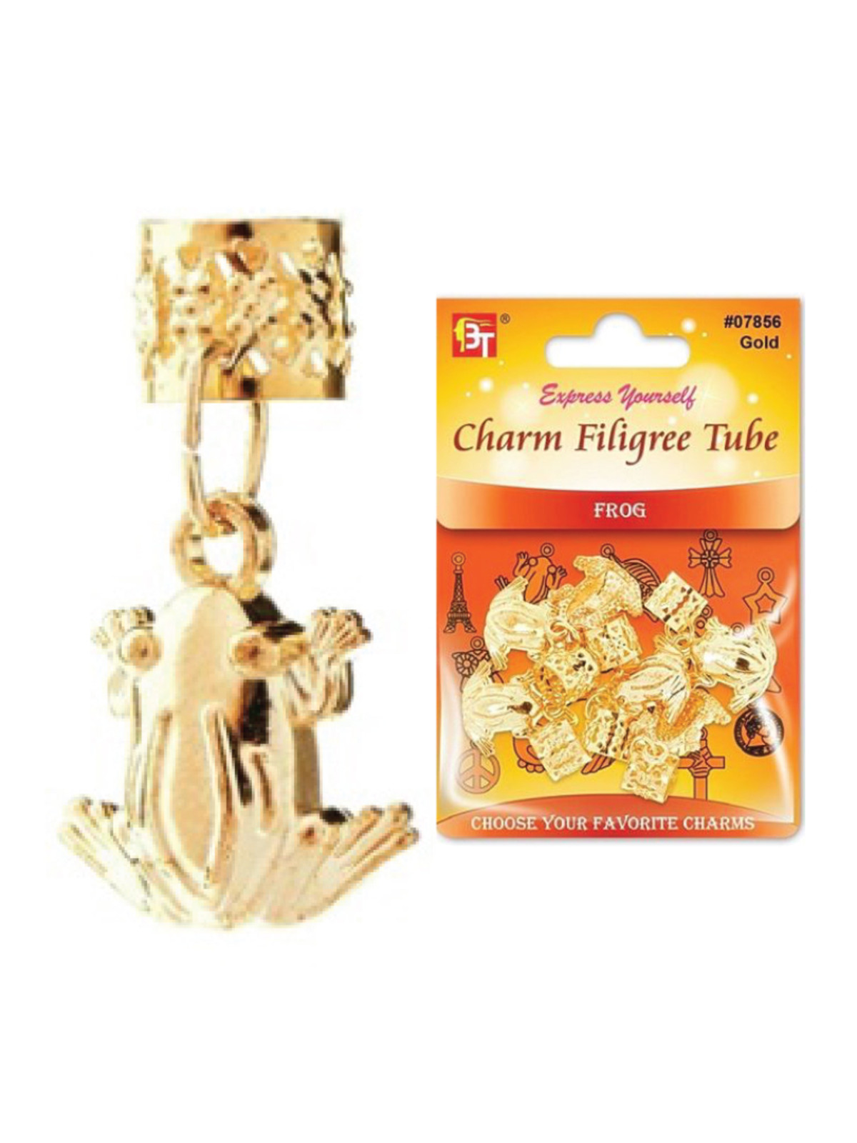 BT #7856 FILIGREE TUBE CHARM (FROG) - DZ