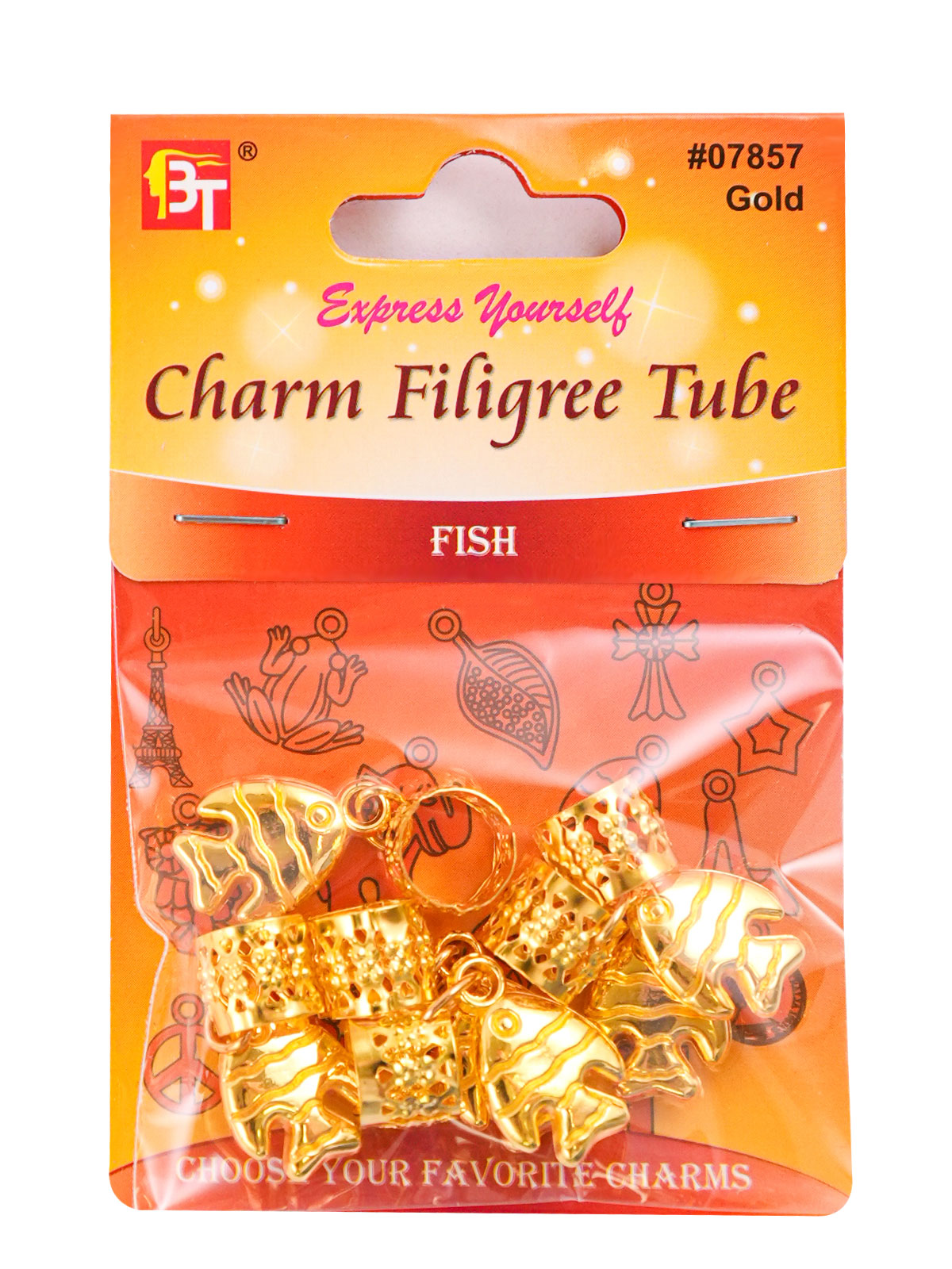 BT #7857 FILIGREE TUBE CHARM (FISH) - DZ