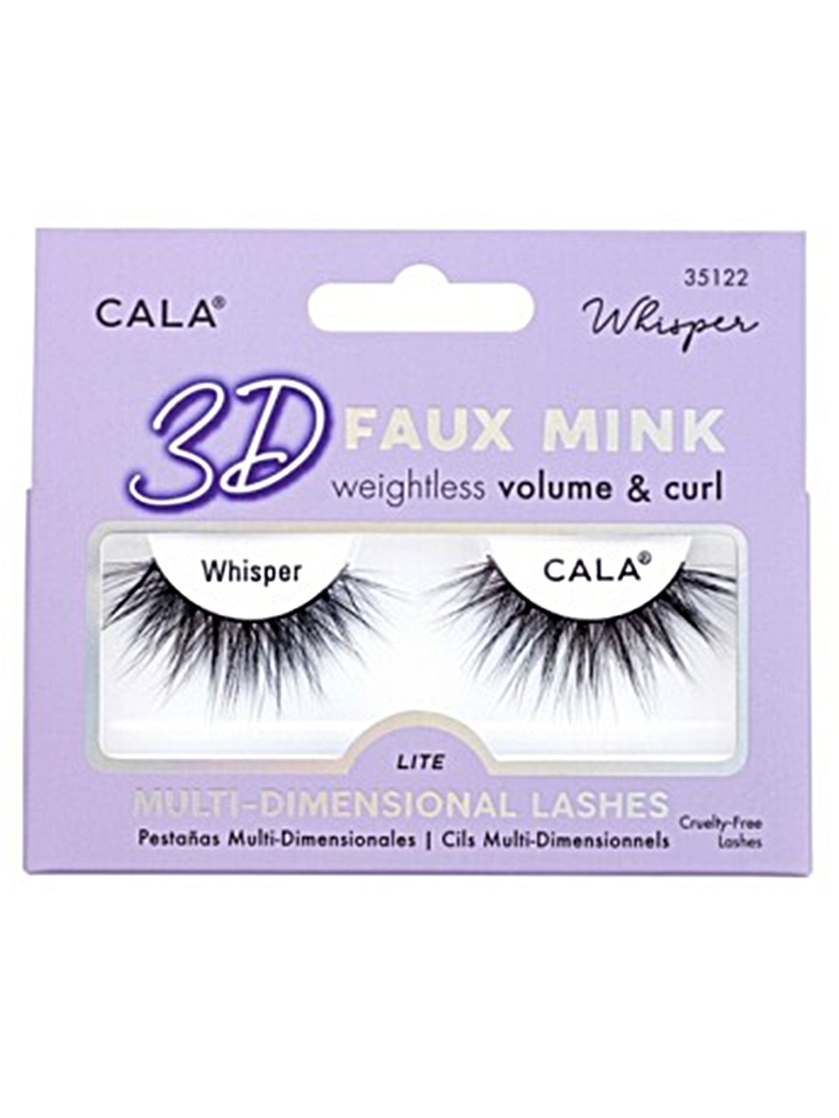 CALA #35122 3D FAUX MINK LASHES-WHISPER- 12PCS/PK