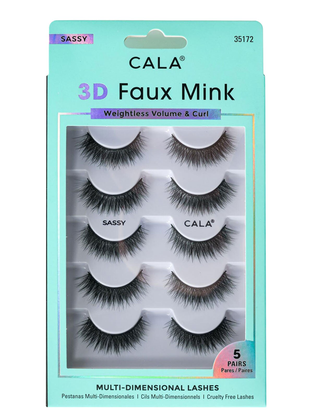Cala - Sassy - 3D Faux Mink - Multi-dimensional Lashes - weightless volume and curl - 5 pairs