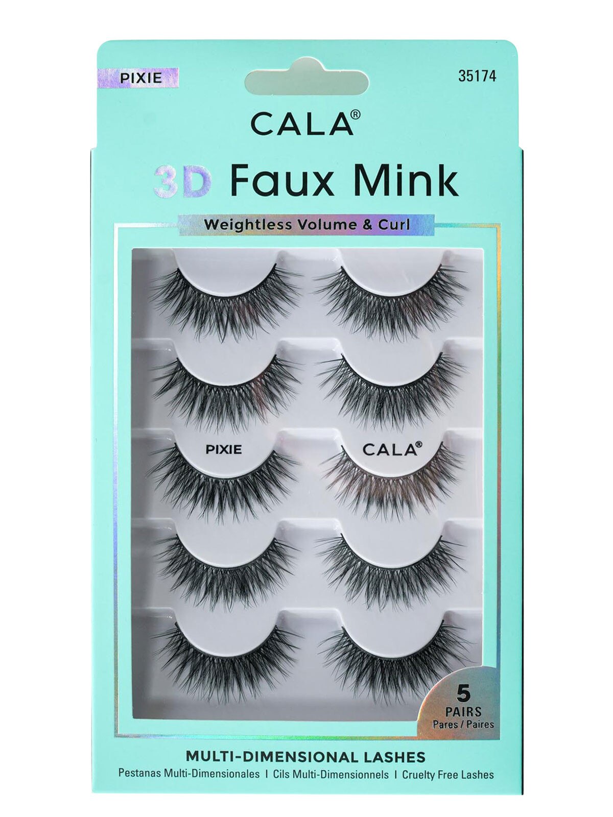 Cala - Pixie - 3D Faux Mink - Multi-dimensional Lashes - weightless volume and curl - 5 pairs