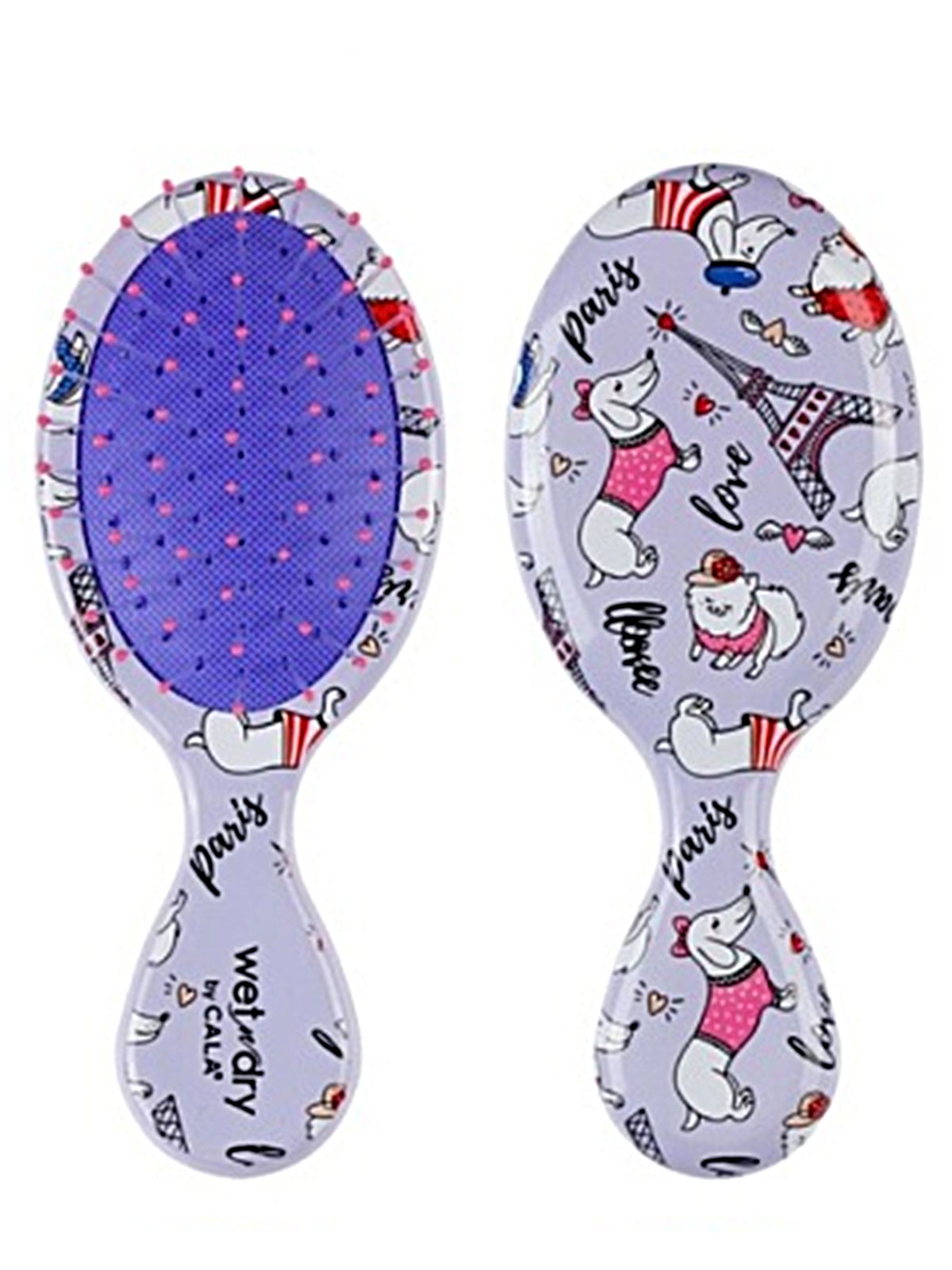CALA #66784 WET-N-DRY MINI HAIRBRUSH-PARIS POOCH- 6pcs/Box