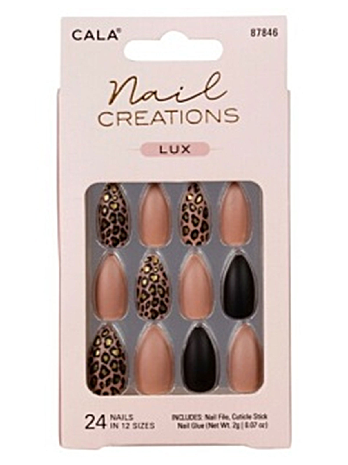 CALA #87846 STILETTO CHEETAH-24PC NAIL KIT- 6PCS/PK
