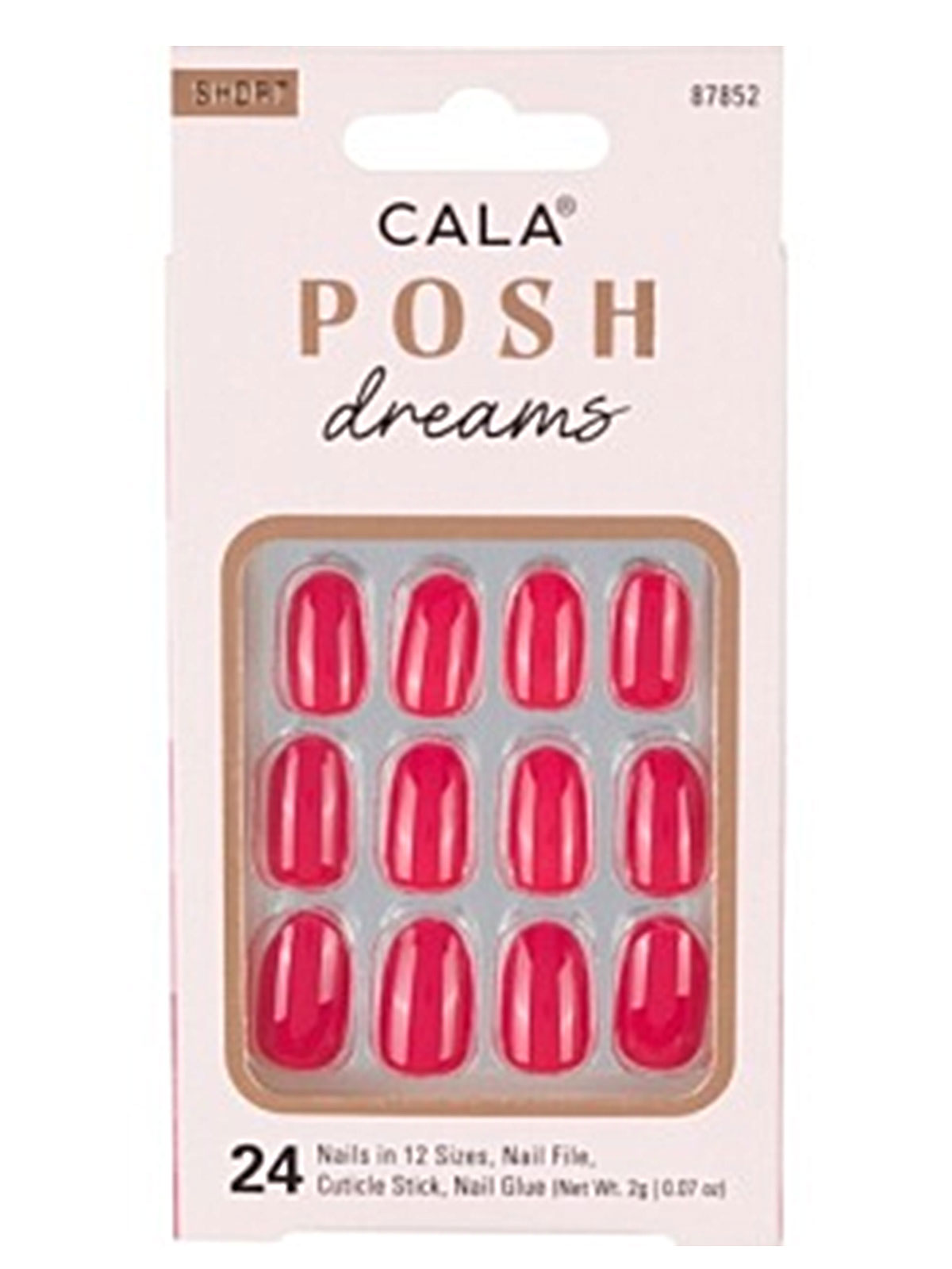CALA #87852 SHORT OVAL RED- 24 PCS NAIL KIT- 6PCS/PK