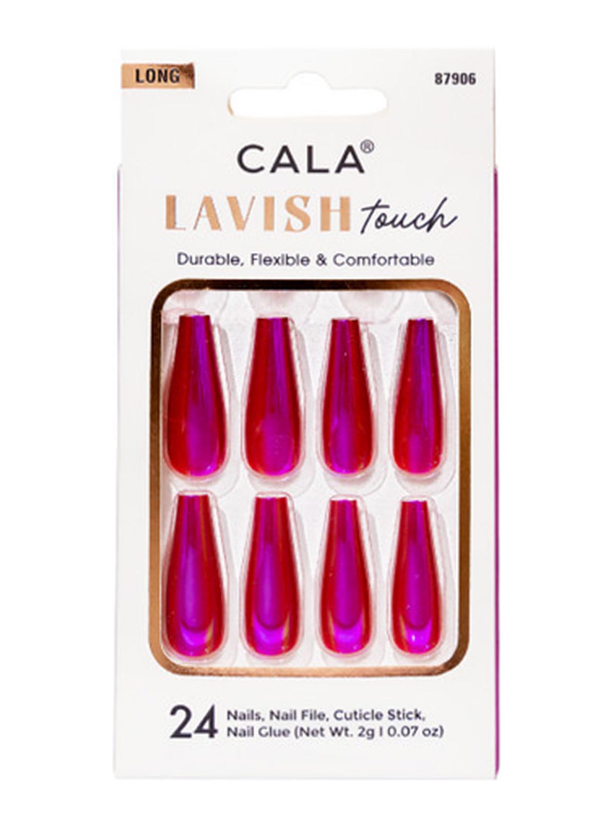 CALA #87905 LONG COFFIN LIGHT PINK LAVISH TOUCH 24PCS NAIL KIT - 6PCS/PK