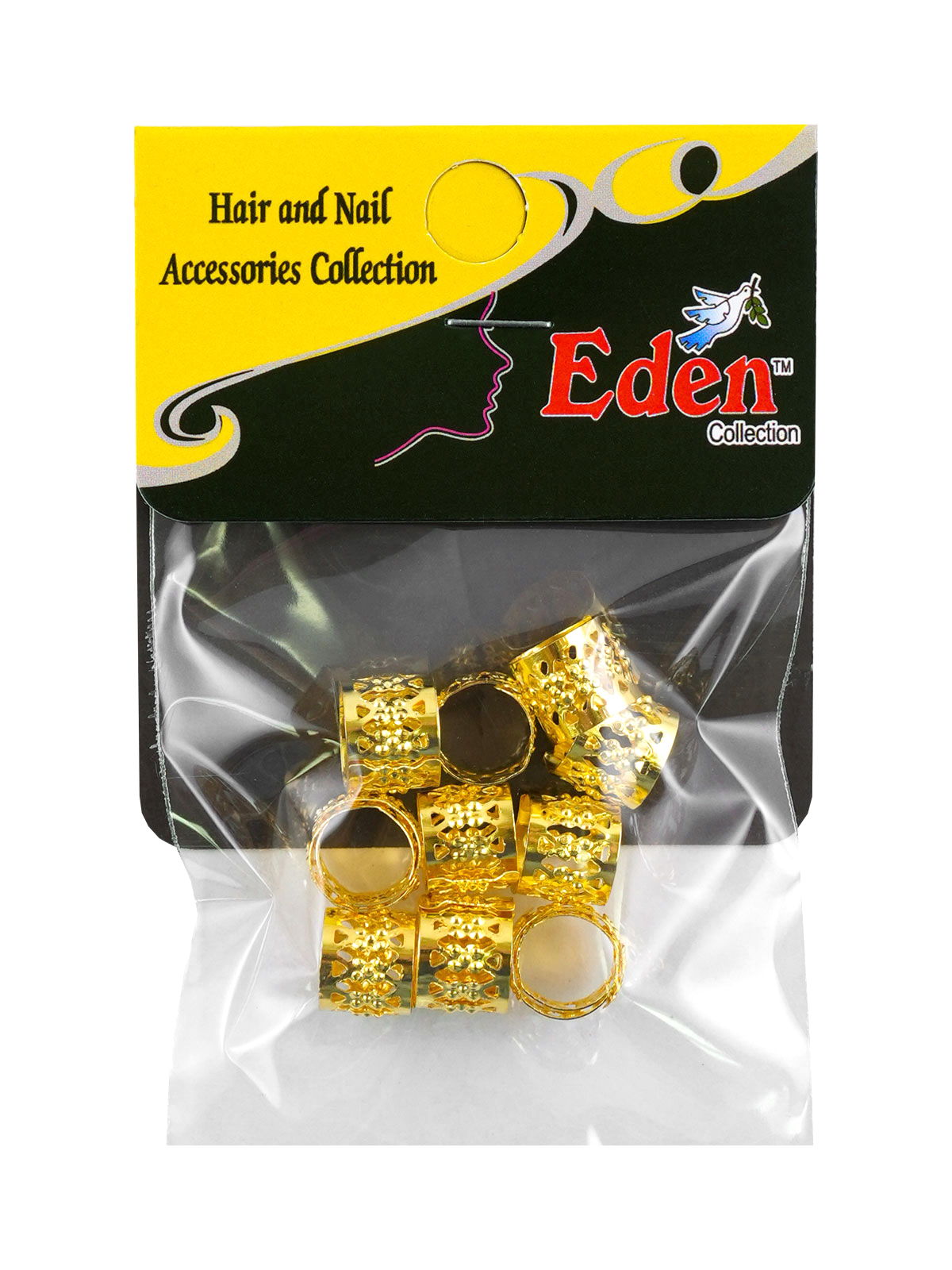 EDEN #53310 FILIGREE TUBE (10MM GOLD) 36PC/CARD - CARD