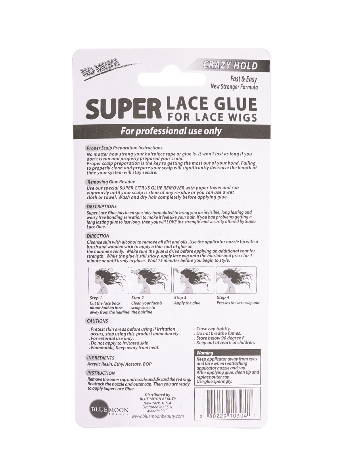 BMB SUPER LACE GLUE (CRAZY HOLD TUBE-BLISTER) 0.4OZ - DZ