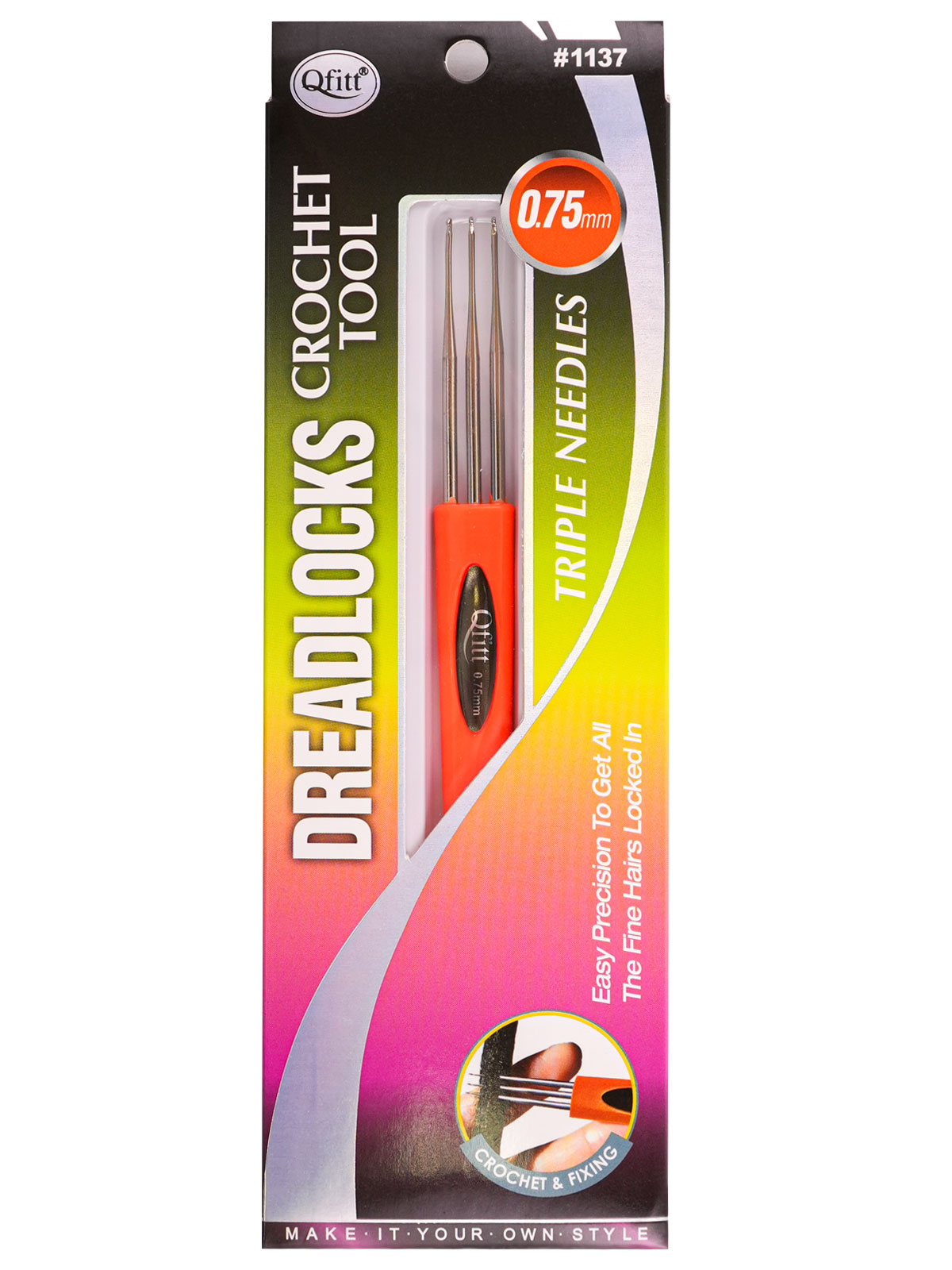 Q-FITT #1137 DREADLOCKS CROCHET TOOL (0.75 MM, TRIPLE) - DZ