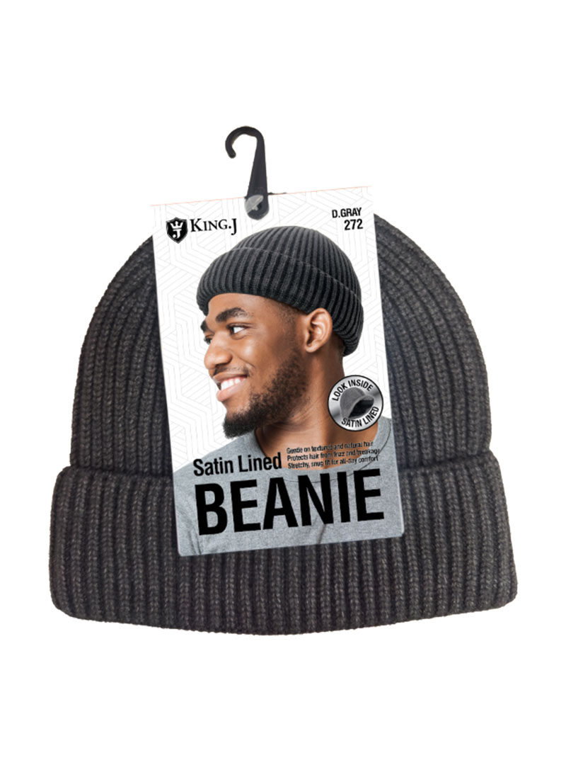 KING-J #273 SATIN LINED BEANIE D.GRAY (6PC/PK)-PK