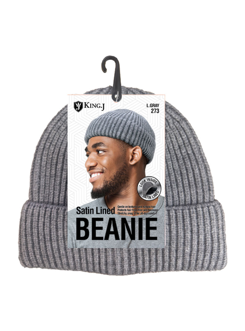 KING-J #274 SATIN LINED BEANIE L.GRAY (6PC/PK)-PK