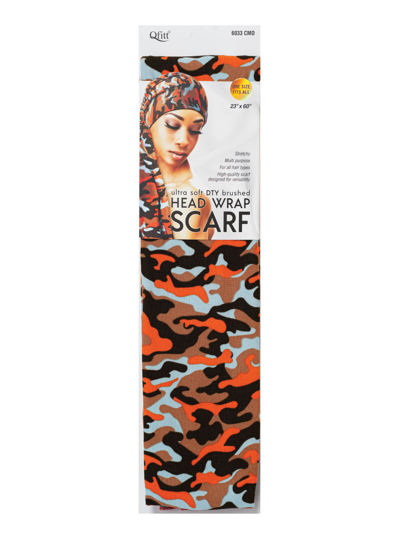 Q-FIT #6033 DTY BRUSHED SCARF CAMO (ORANGE,3PC/PACK)-PK