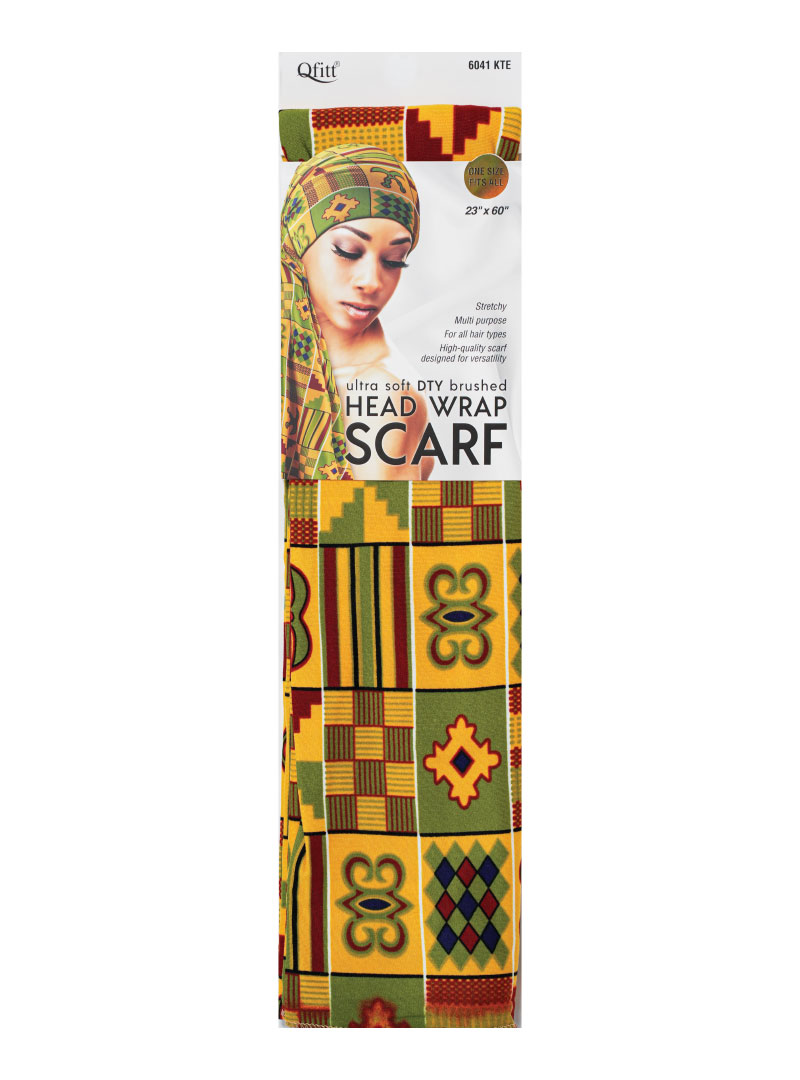 Q-FIT #6041 DTY BRUSHED SCARF KENTE (GREEN,3PC/PACK)-PK