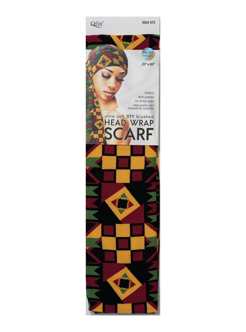 Q-FIT #6042 DTY BRUSHED SCARF KENTE (BLACK,3PC/PACK)-PK