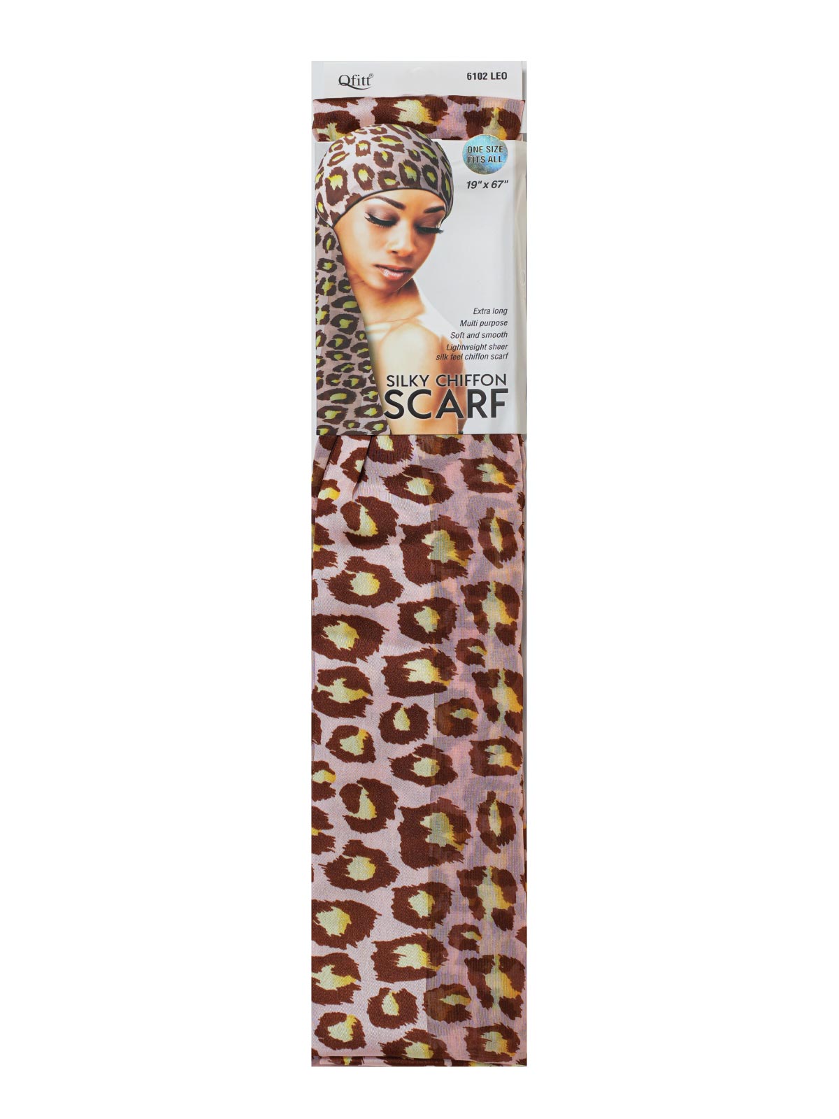 Q-FIT #6102 CHIFFON SCARF LEOPARD (PINK,3PC/PACK)-PK