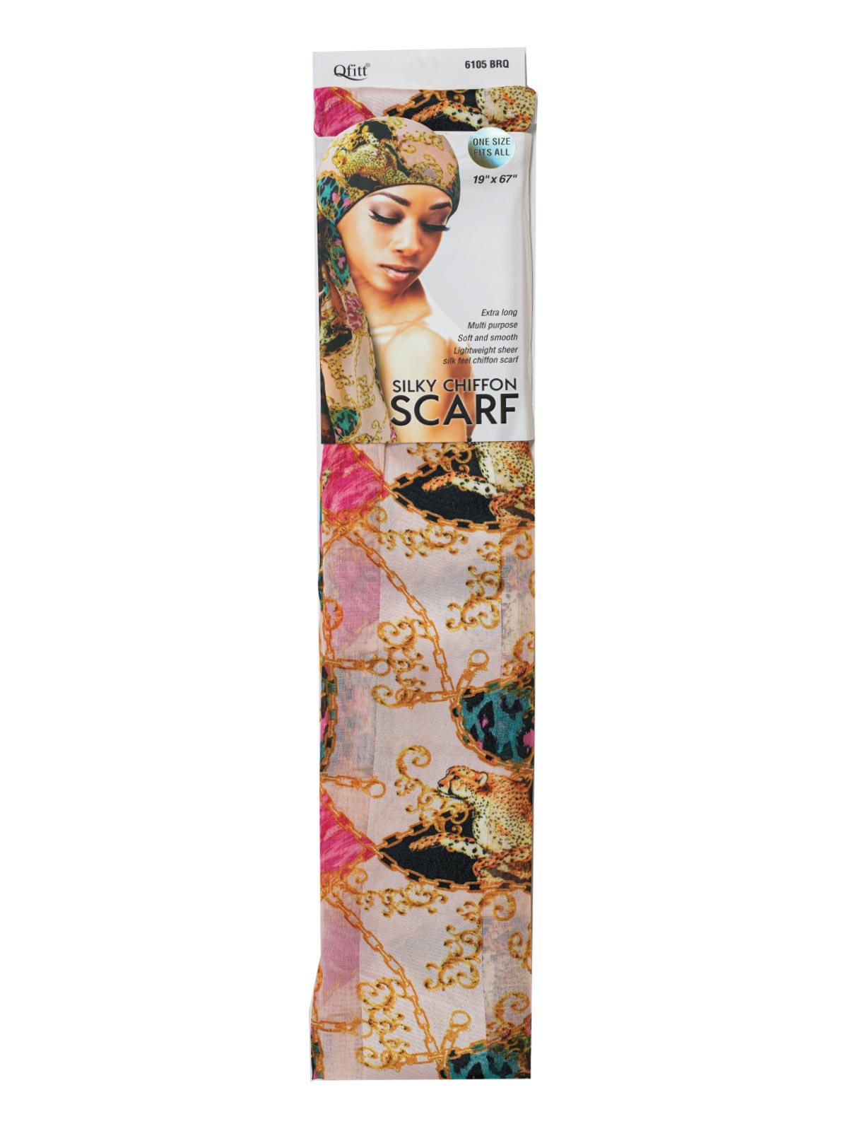 Q-FIT #6105 CHIFFON SCARF BAROQUE (ANIMAL,3PC/PACK)-PK