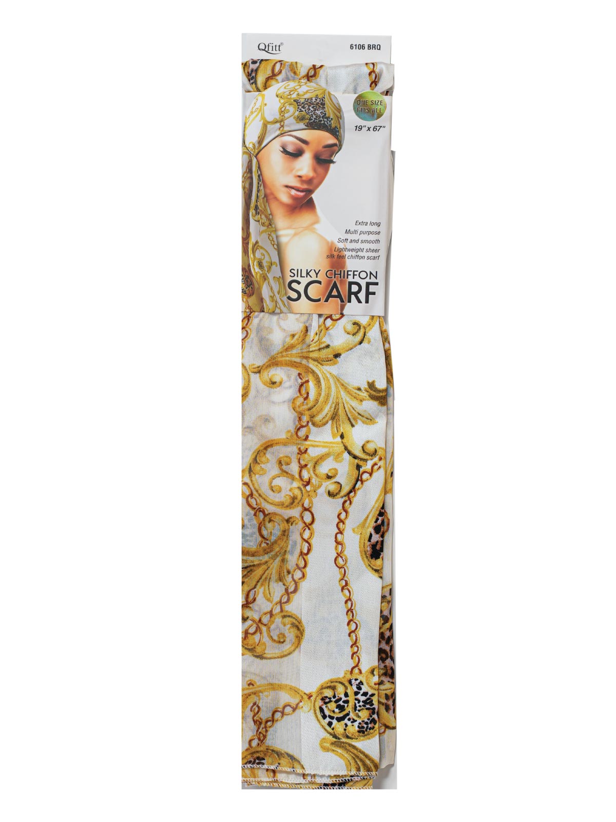 Q-FIT #6106 CHIFFON SCARF BAROQUE (LEOPARD,3PC/PACK)-PK