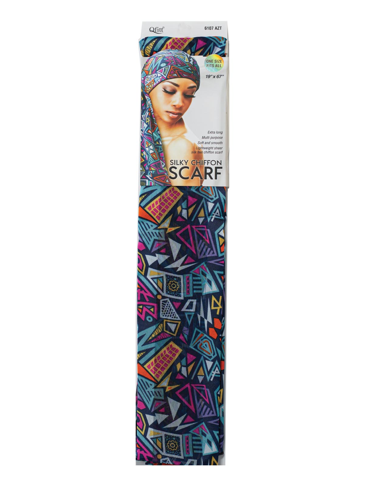 Q-FIT #6107 CHIFFON SCARF AZTEC (MAGENTA,3PC/PACK)-PK