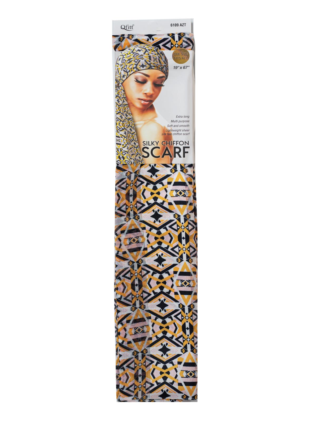 Q-FIT #6109 CHIFFON SCARF AZTEC (PINK,3PC/PACK)-PK