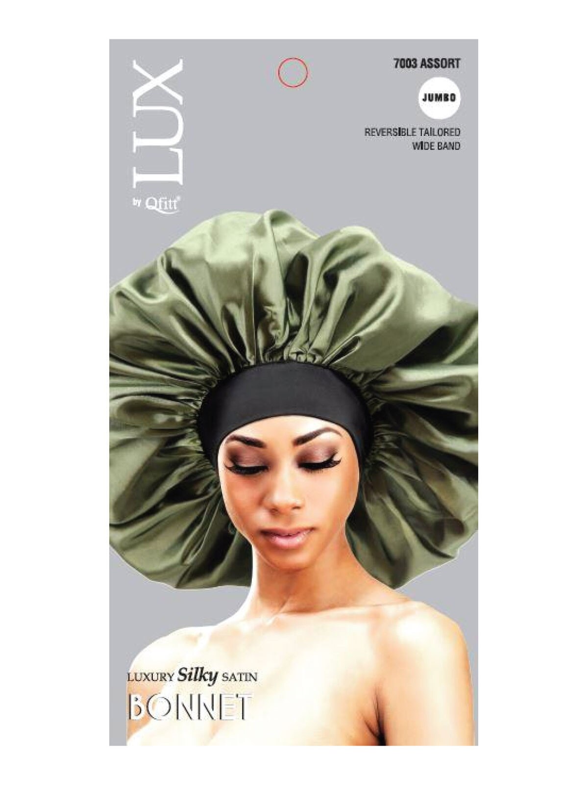 Lux by Qfitt - Luxury Silky Satin Bonnet - 7003 Assort- size: Jumbo - Reversable Tailored Wide Band