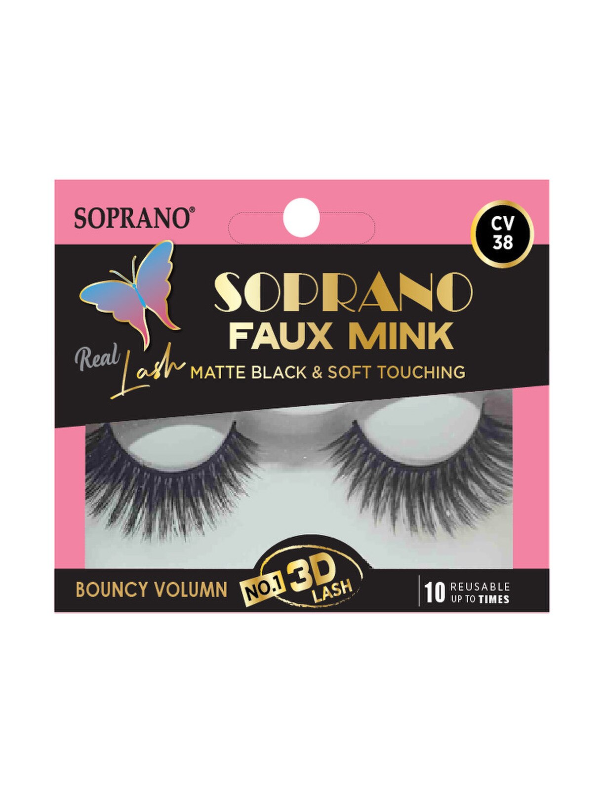 SOPRANO 3D FAUX MINK BOUNCY VOLUME EYELASHES - CV38 (6pc/pk)