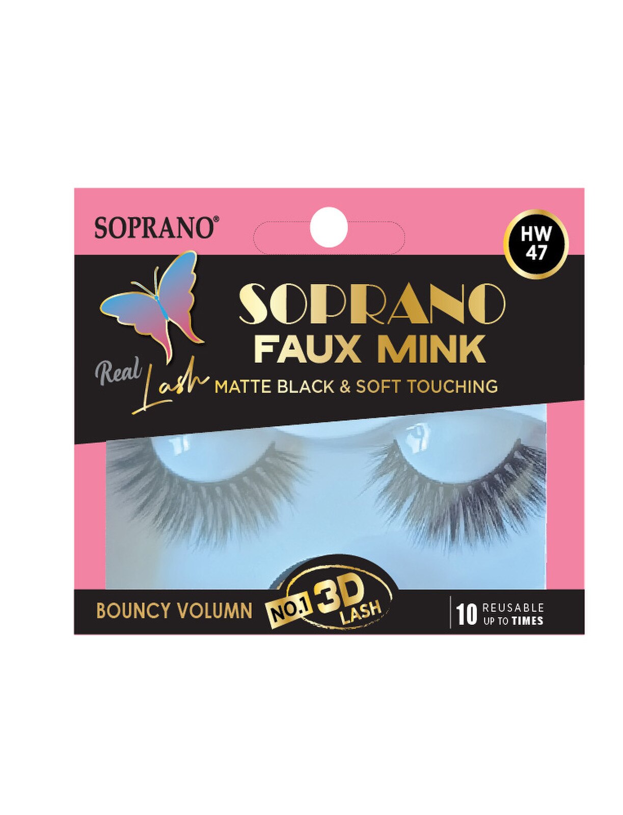 SOPRANO 3D FAUX MINK BOUNCY VOLUME EYELASHES - HW47 (6pc/pk)