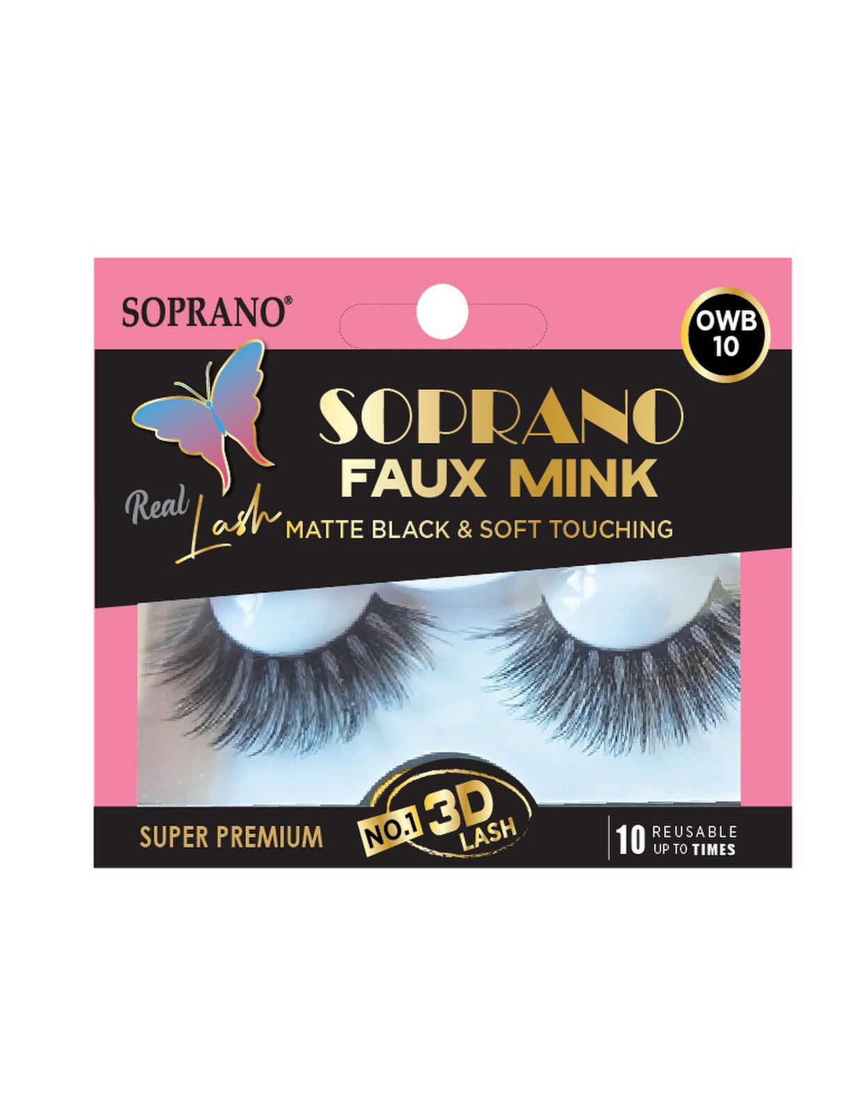 SOPRANO 3D FAUX MINK PREMIUM EYELASHES - OWB10 (6pc/pk)