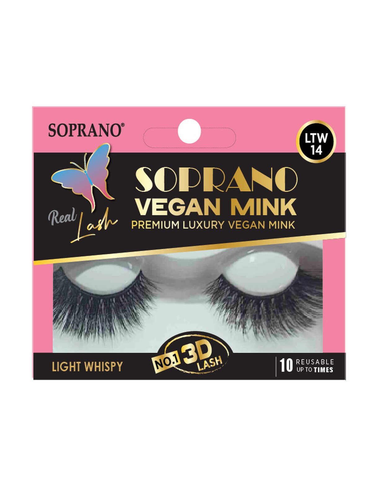 SOPRANO 3D VEGAN MINK WHISPY EYELASHES - LTW14 (6pc/pk)