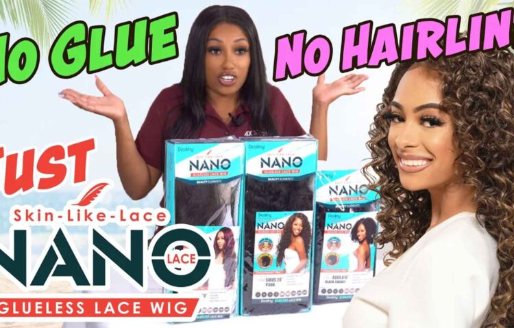 african america host showing glueless wigs and a Latina model wears one of these wigs