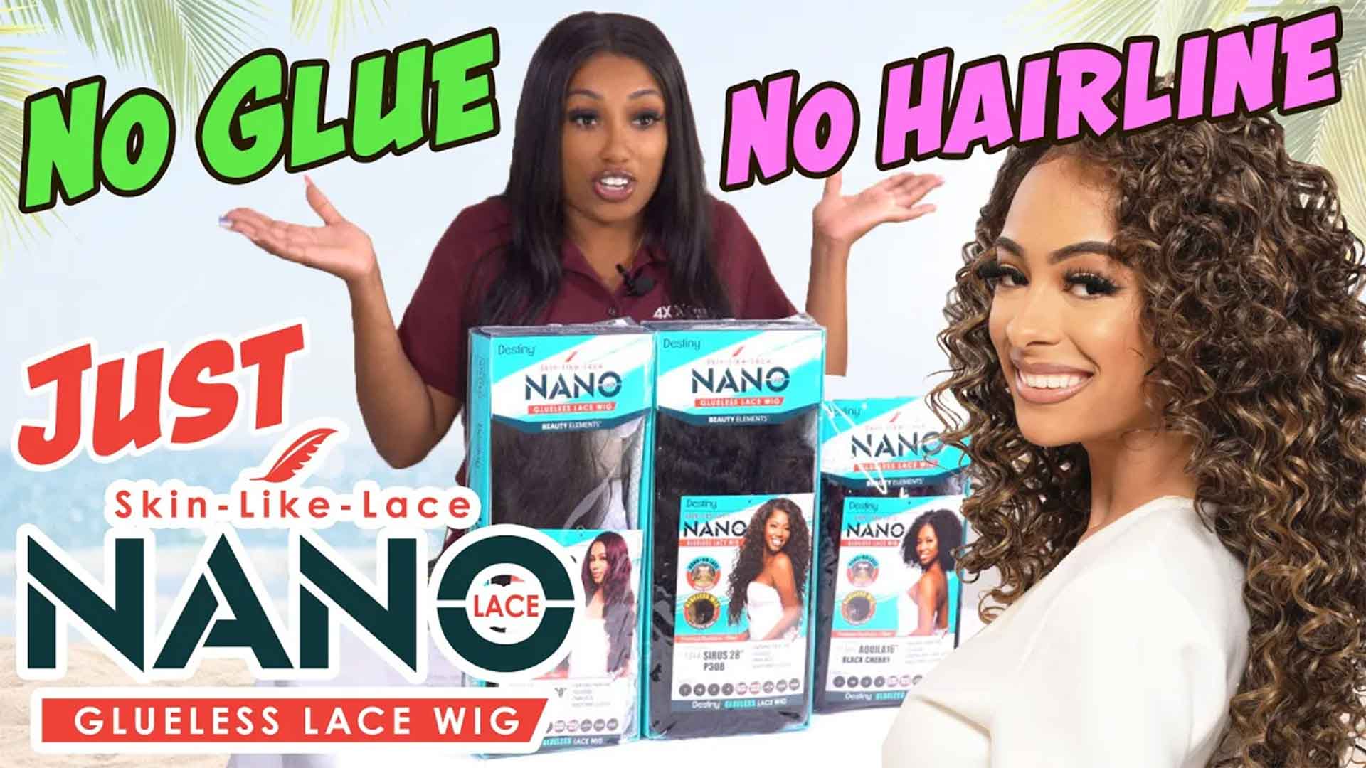 african america host showing glueless wigs and a Latina model wears one of these wigs