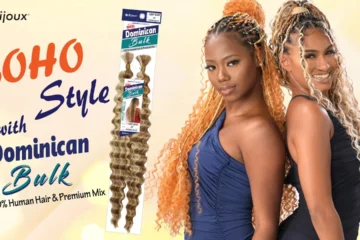 2 models, back to back, wearing boho braids